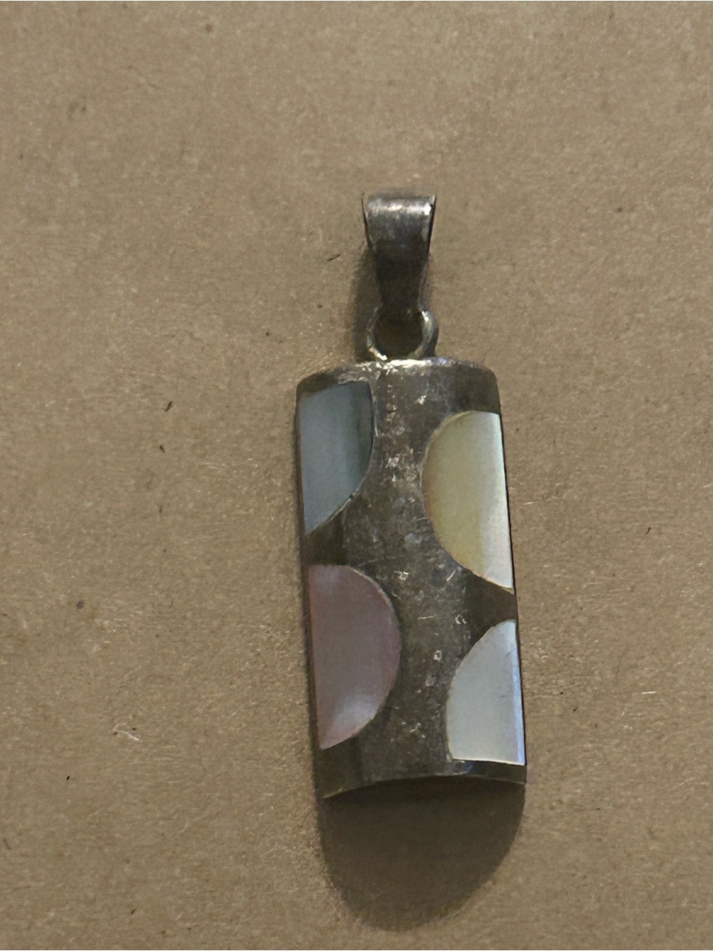 Silver 925 Stamped Yellow Blue and Pink Stone Pendant